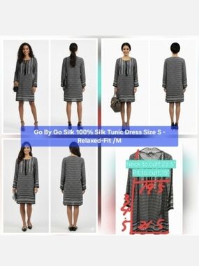 Go By Gosilk 100% Silk Tunic Dress Size S - Relaxed Fit/M